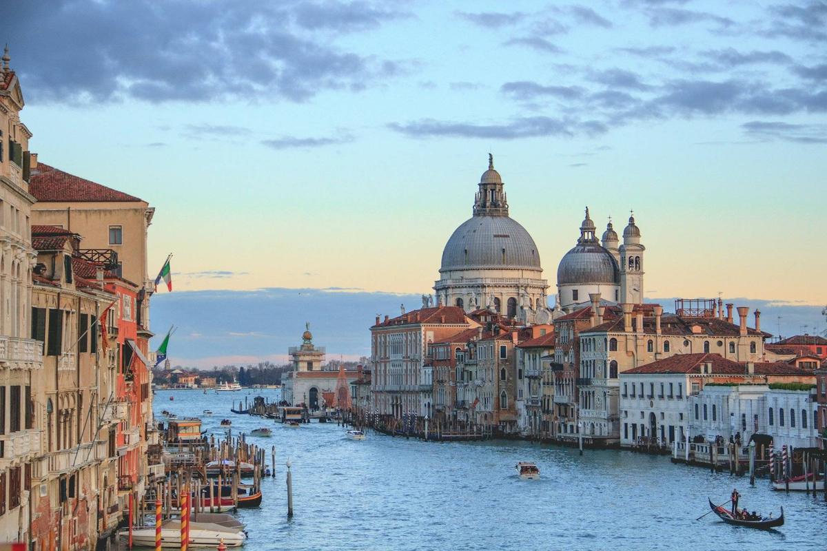 The Grand Canal in Venice with the Santa Maria della Salute dome
