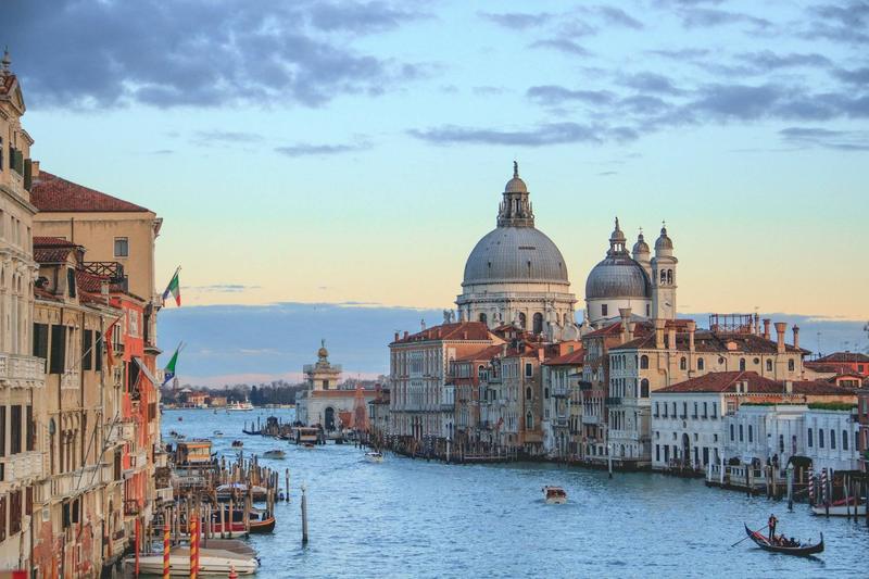 The Grand Canal in Venice with the Santa Maria della Salute dome